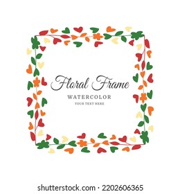 Abstract watercolor flower frame design