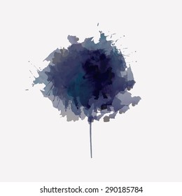 abstract watercolor flower, hand made drawing. vector image