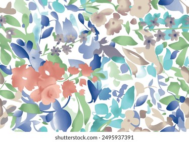 Abstract watercolor flowers. Seamless pattern. Bright colors. The unusual shape.
