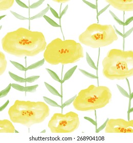 abstract watercolor flowers seamless pattern. vector illustration