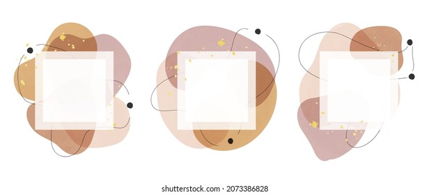 Abstract watercolor frame background vector.  Modern art with gold foil, Gold glitter and watercolor brush strokes. Vector illustration.