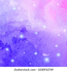 Abstract watercolor galaxy sky background. Watercolor texture for design