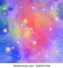 Abstract watercolor galaxy sky background. Watercolor texture for design