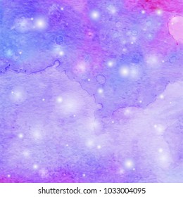 Abstract watercolor galaxy sky background. Watercolor texture for design