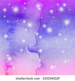 Abstract watercolor galaxy sky background. Watercolor texture for design