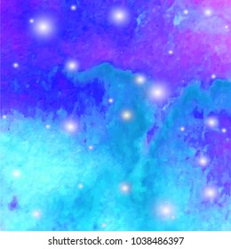 Abstract watercolor galaxy sky background. Watercolor texture for design