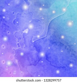 Abstract watercolor galaxy sky background. Watercolor texture for design. Vector illustration