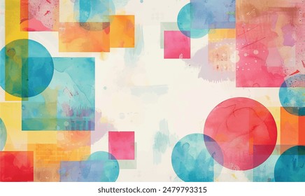 abstract watercolor geometric background, pastel colors