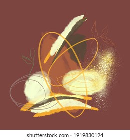 Abstract watercolor golden metal background. Hand drawn style, vector illustration 