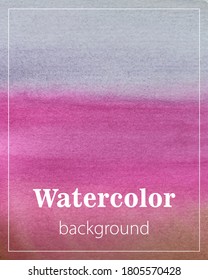 Abstract watercolor gradient violet pink background with transitions color. Design template banner with text or logo in Artdeco frame. Grunge style. Vector illustration.