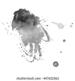 Abstract watercolor grayscale background. Vector illustration. Grunge texture for cards and flyers design. A model for the creation of digital brushes