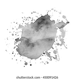 Abstract watercolor grayscale background. Vector illustration. Grunge texture for cards and flyers design. A model for the creation of digital brushes