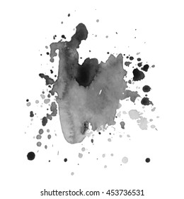Abstract watercolor grayscale background. Vector illustration. Grunge texture for cards and flyers design. A model for the creation of digital brushes