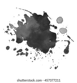 Abstract watercolor grayscale background. Vector illustration. Grunge texture for cards and flyers design. A model for the creation of digital brushes