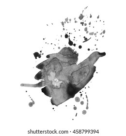 Abstract watercolor grayscale background. Vector illustration. Grunge texture for cards and flyers design. A model for the creation of digital brushes