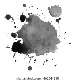 Abstract watercolor grayscale background. Vector illustration. Grunge texture for cards and flyers design. A model for the creation of digital brushes