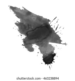 Abstract watercolor grayscale background. Vector illustration. Grunge texture for cards and flyers design. A model for the creation of digital brushes