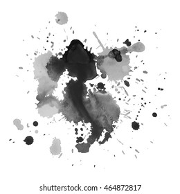 Abstract watercolor grayscale background. Vector illustration. Grunge texture for cards and flyers design. A model for the creation of digital brushes