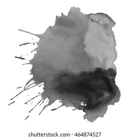 Abstract watercolor grayscale background. Vector illustration. Grunge texture for cards and flyers design. A model for the creation of digital brushes