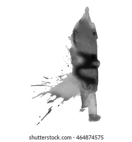 Abstract watercolor grayscale background. Vector illustration. Grunge texture for cards and flyers design. A model for the creation of digital brushes