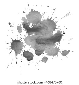Abstract watercolor grayscale background. Vector illustration. Grunge texture for cards and flyers design. A model for the creation of digital brushes