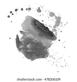 Abstract watercolor grayscale background. Vector illustration. Grunge texture for cards and flyers design. A model for the creation of digital brushes
