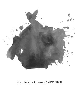 Abstract watercolor grayscale background. Vector illustration. Grunge texture for cards and flyers design. A model for the creation of digital brushes