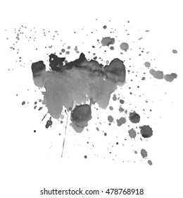 Abstract watercolor grayscale background. Vector illustration. Grunge texture for cards and flyers design. A model for the creation of digital brushes