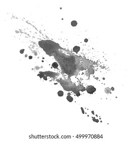 Abstract watercolor grayscale background. Vector illustration. Grunge texture for cards and flyers design. A model for the creation of digital brushes