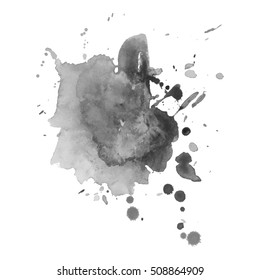 Abstract watercolor grayscale background. Vector illustration. Grunge texture for cards and flyers design. A model for the creation of digital brushes