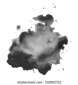 Abstract watercolor grayscale background. Vector illustration. Grunge texture for cards and flyers design. A model for the creation of digital brushes