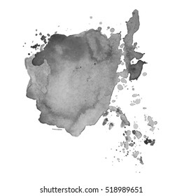 Abstract watercolor grayscale background. Vector illustration. Grunge texture for cards and flyers design. A model for the creation of digital brushes