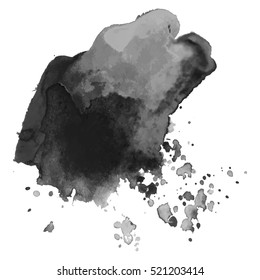 Abstract watercolor grayscale background. Vector illustration. Grunge texture for cards and flyers design. A model for the creation of digital brushes