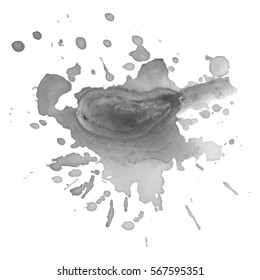 Abstract watercolor grayscale background. Vector illustration. Grunge texture for cards and flyers design. A model for the creation of digital brushes