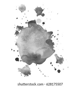 Abstract watercolor grayscale background. Vector illustration. Grunge texture for cards and flyers design. A model for the creation of digital brushes