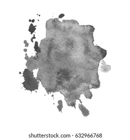 Abstract watercolor grayscale background. Vector illustration. Grunge texture for cards and flyers design. A model for the creation of digital brushes