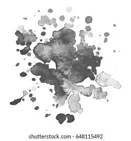 Abstract watercolor grayscale background. Vector illustration. Grunge texture for cards and flyers design. A model for the creation of digital brushes