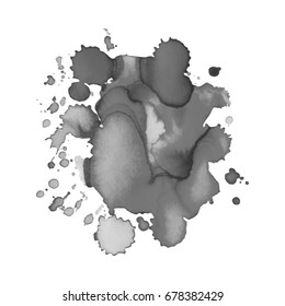 Abstract watercolor grayscale background. Vector illustration. Grunge texture for cards and flyers design. A model for the creation of digital brushes