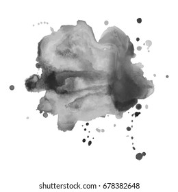 Abstract watercolor grayscale background. Vector illustration. Grunge texture for cards and flyers design. A model for the creation of digital brushes