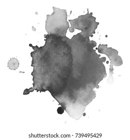 Abstract watercolor grayscale background. Vector illustration. Grunge texture for cards and flyers design.