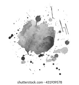 Abstract watercolor grayscale gradient background. Vector illustration. Grunge texture for cards and flyers design. A model for the creation of digital brushes