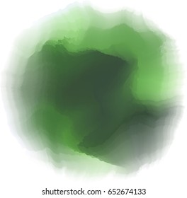 Abstract Watercolor green hand painted dots. Beautiful watercolor circle design elements. Watercolor background. Color trend. Vector