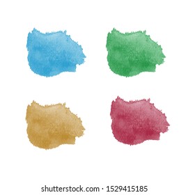 Abstract  watercolor green, red, blue, orange on white background.