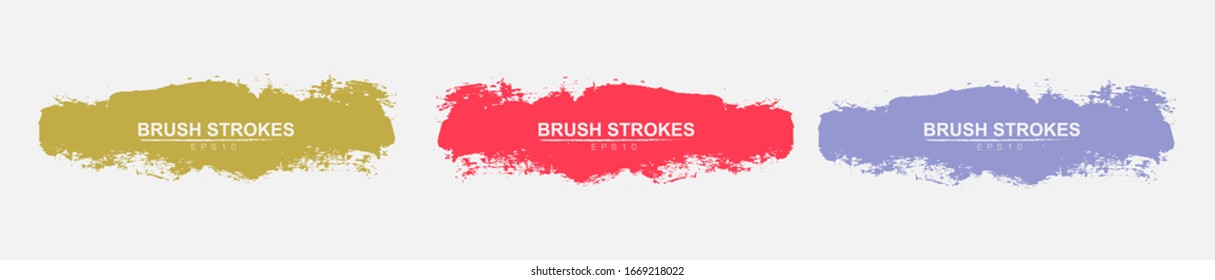 Abstract Watercolor Grunge Brush Stroke Set, Vector illustration.