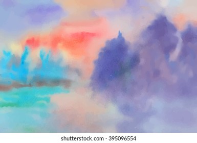 Abstract watercolor hand drawing