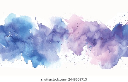 abstract watercolor hand drawn background, blue, pink	
