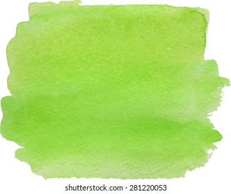 Abstract watercolor hand paint texture, saturated green colour, isolated on white background, bright watercolor textured backdrop, watercolor drop, traced, vector eps 8