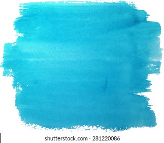 Abstract watercolor hand paint texture, isolated on white background, watercolor textured backdrop, watercolor drop, grungy bright blue painted drawing, vector eps 8