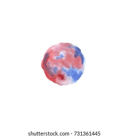 Abstract watercolor hand paint texture isolated pink, blue spalsh, spot on white background will be good for text, design, wedding invitations, label, wallpaper or illustration element 
