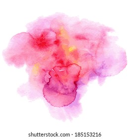 Abstract watercolor hand painted background in pink colors